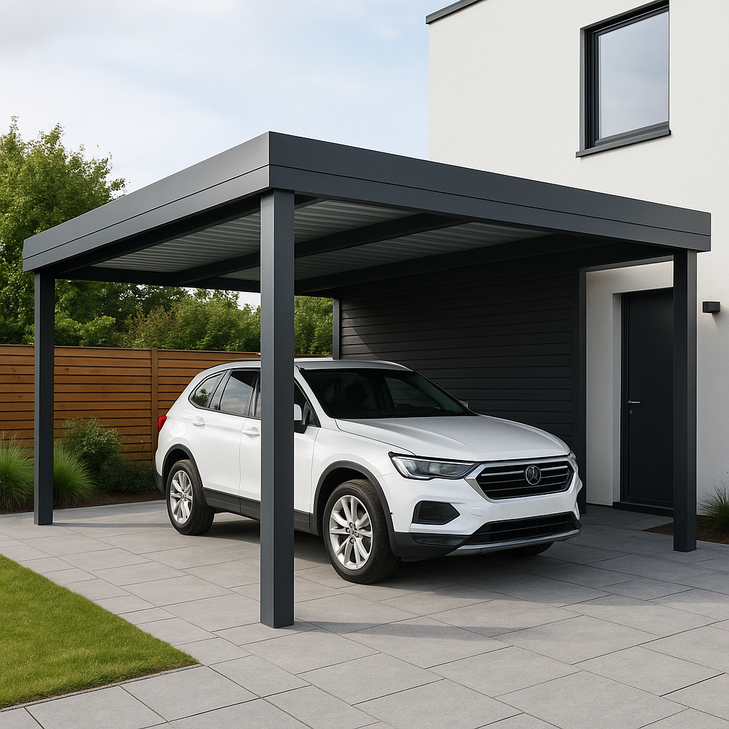 wiata garażowa przyścienna