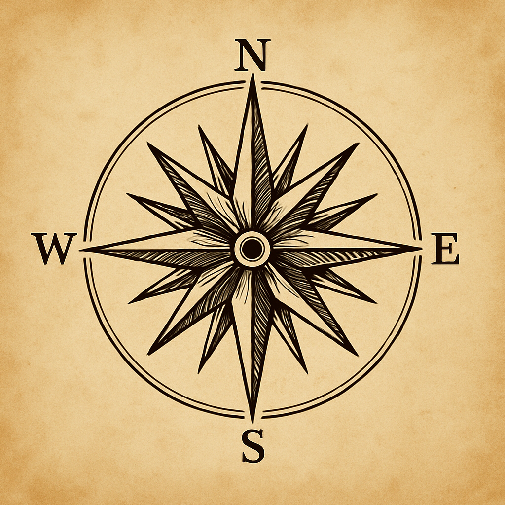 róża wiatrów tatuaż