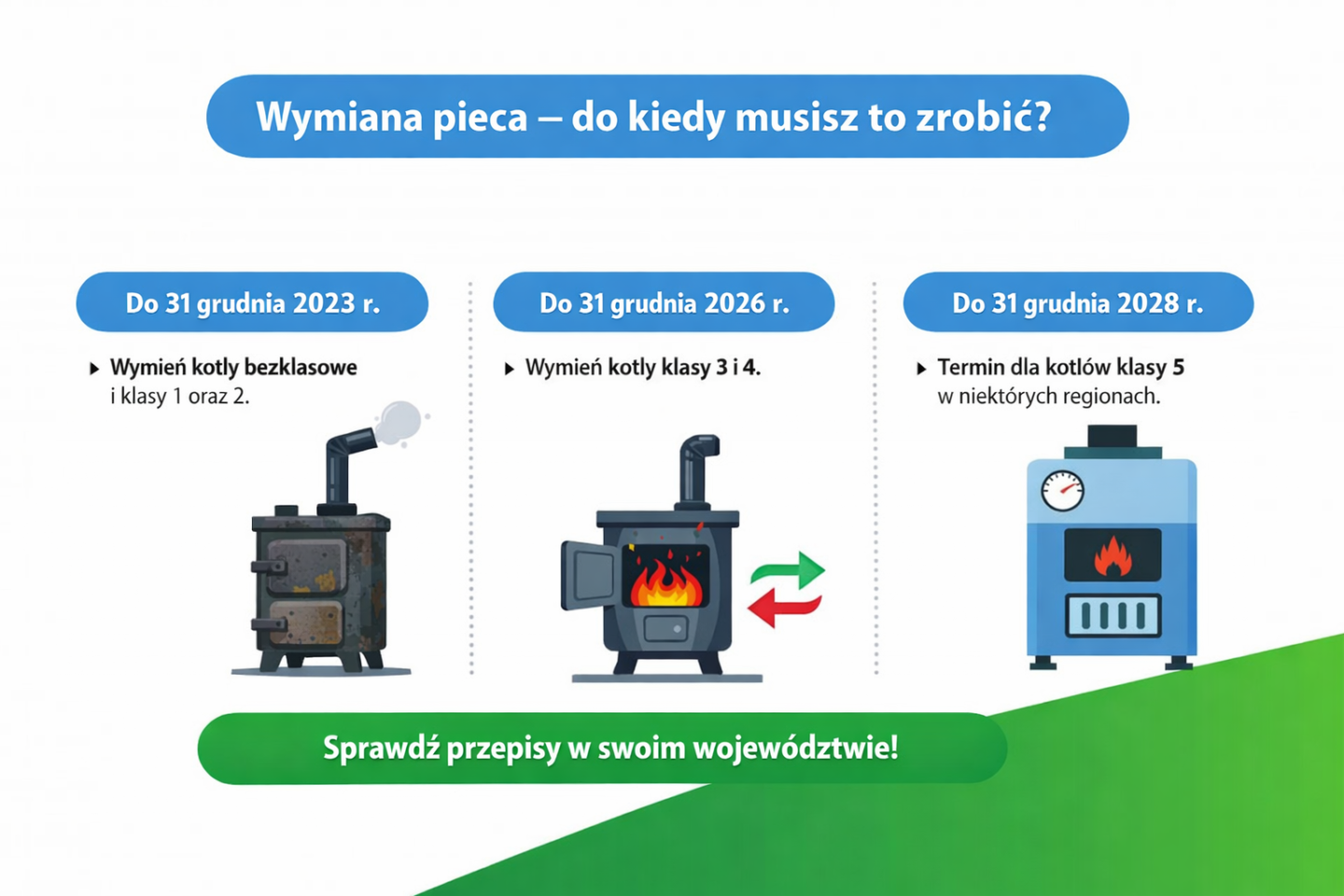 Wymiana pieca do kiedy? Terminy w 2026 roku, tabela i najważniejsze zasady dla właścicieli domów