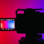 A camera and a monitor in a room